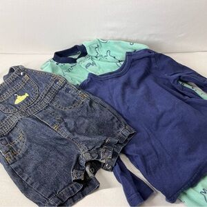 Carter's Navy and Mint Long Sleeve Tee Set‎